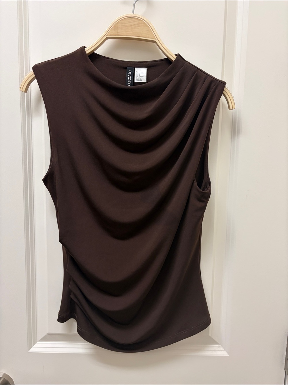 H&M Sleeveless Draped Jersey Top - Brown